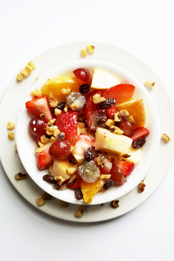 This summery fruit salad gets a boost from delicious and nutrient-dense walnuts!